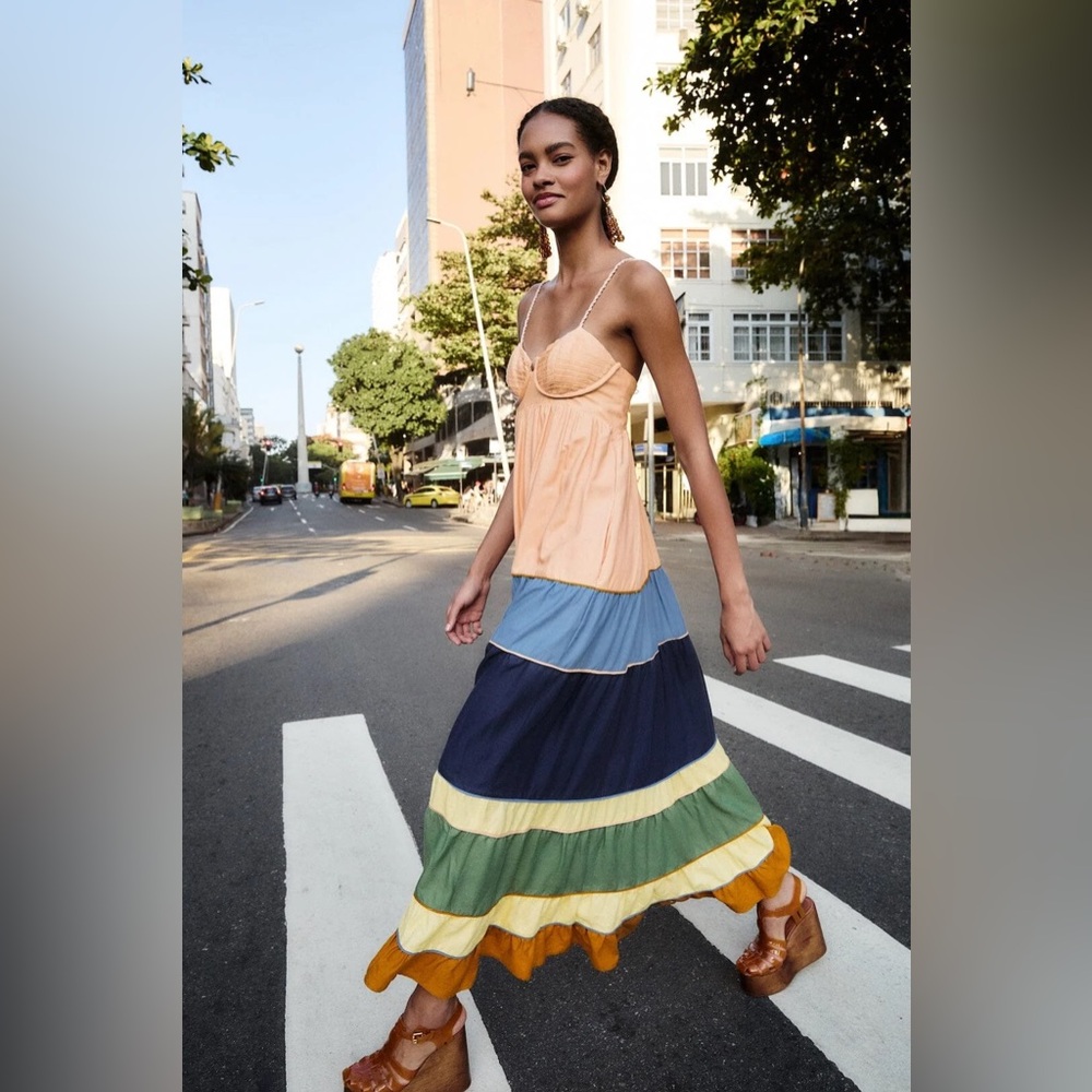 FARM Rio Multicolor Pleats Maxi Dress